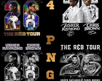 Bundle 4 PNG File Usher Chris Brown R&B Tour 2026 Tshirt Design (Digital Download)