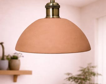 Terracotta Dome Pendant Light Handmade – Ceramic Ceiling Lamp, Rustic Kitchen Island Lighting, Boho Mediterranean Clay Lamp