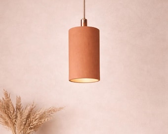 Handmade cylindrical Terracotta Pendant Light | Minimalist Clay Hanging Lamp | cylindrical Rustic Ceiling Light | hanging Pendant Lamp