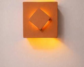 Modern Terracotta Wall Sconce, Geometric Clay Wall Light, Handmade Ceramic Sconce for Hallway, Desert Modern Light, Minimalist Up Down Light