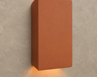 Smooth Terracotta Wall Sconce - Minimalist Clay Wall Light - Modern Organic Sconce - Sleek Ceramic Lighting - Earthenware Hardwired Sconce