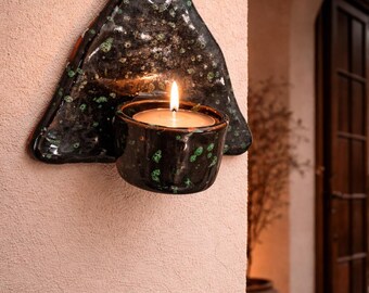Handmade Ceramic Wall Candle Holder | Organic Wall Sconce | Artistic Pottery Wall Decor | Wabi Sabi Home Decor | Unique Candle Holder