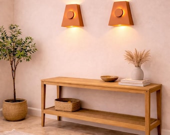 Handmade Terracotta Geometric Wall Sconce | Minimalist Ceramic Wall Lamp