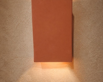 Smooth Terracotta Wall Sconce - Minimalist Clay Wall Light - Modern Organic Sconce - Sleek Ceramic Lighting - Earthenware Hardwired Sconce