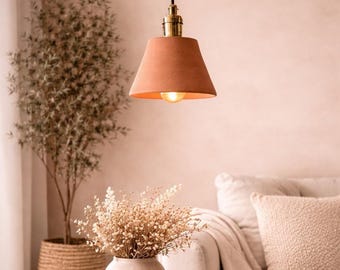 Terracotta Tapered Lamp Handmade Ceramic Pendant Light Minimalist Clay Ceiling Light
