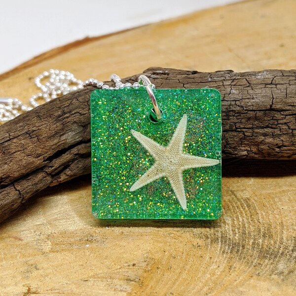 Real Starfish Glitter Resin Pendant, Beach Jewelry, Starfish Jewelry,  Real Starfish Necklace, Resin Jewelry, Starfish Pendant