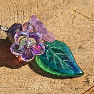 Czech Glass Flower Pendant Necklace: Bohemian Floral Jewelry