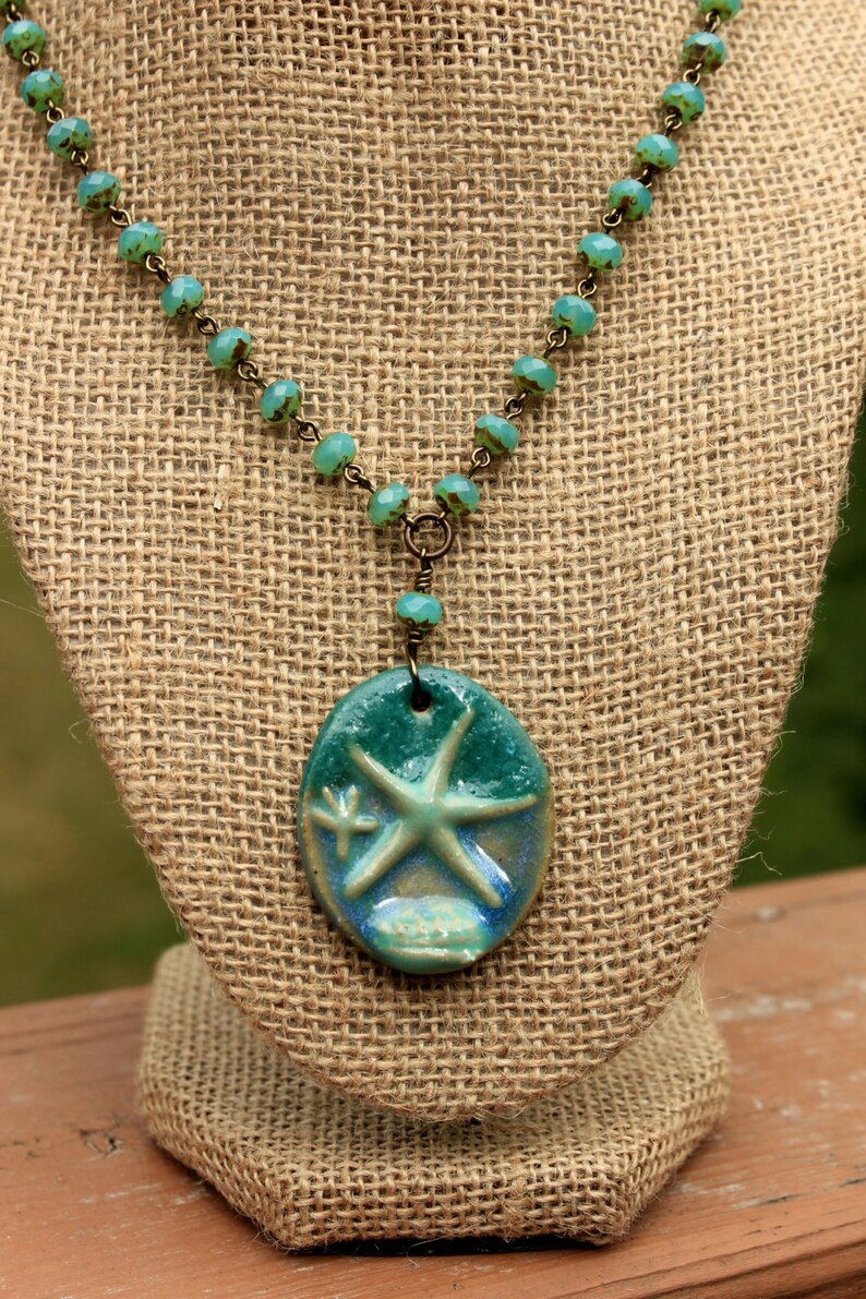 Artisan Stoneware Clay Starfish Pendant Starfish Necklace - Etsy