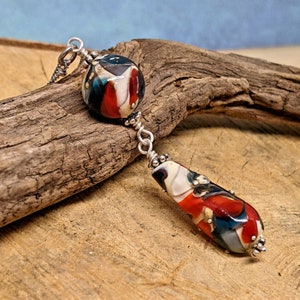 Lampwork Swirled Teardrop Pendant, Artisan Jewelry, Lamp Work Bead Jewelry