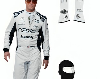 Macacão de corrida de kart do filme APxGP FI de Brad Pitt, luvas e brinde (balaclava)