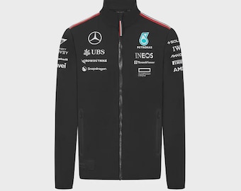 Giacca softshell da uomo con stampa F1 Mercedes AMG Petronas 2024 - Nera