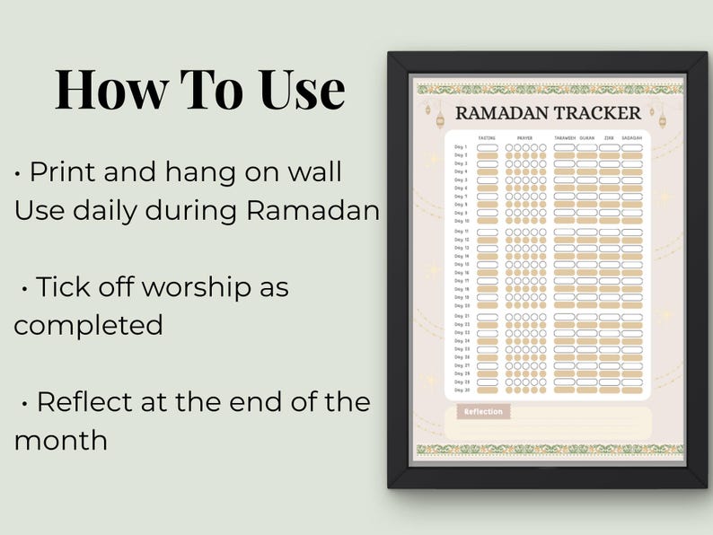 Ramadan Tracker Printable | 30-day Worship Planner (A4 PDF Download) - Etsy