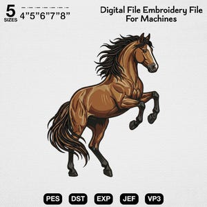 Rearing Horse Embroidery Design, Stallion Machine Embroidery Pattern, Majestic Horse Embroidery File, Western Equestrian Art