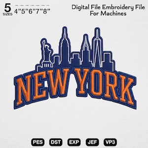 New York broderidesign, broderifil för NYC:s skyline, applikation för New York City, broderimönster för Frihetsgudinnan, tygmärke för urbana resor
