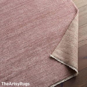 Alfombra de lana anudada a mano, alfombra turca Oushak rosa, diseño artesanal, tamaño personalizado, decoración de interiores, dormitorio, cocina. imagen 5