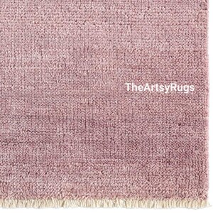 Alfombra de lana anudada a mano, alfombra turca Oushak rosa, diseño artesanal, tamaño personalizado, decoración de interiores, dormitorio, cocina. imagen 8