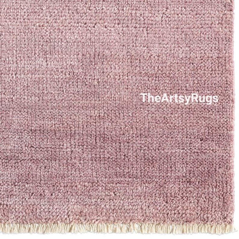 Alfombra de lana anudada a mano, alfombra turca Oushak rosa, diseño artesanal, tamaño personalizado, decoración de interiores, dormitorio, cocina. imagen 8