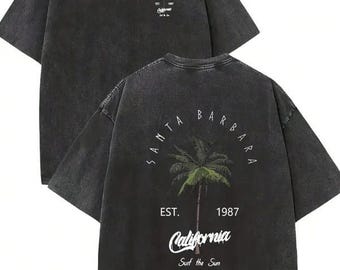 Vintage California Surf T-Shirt, Santa Barbara Palm Tree Graphic Tee
