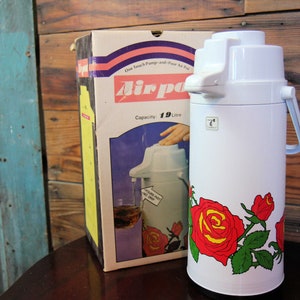 VINTAGE Apollo Air Pot Floral Roses Coffee Hot Beverage Dispenser Vacuum  Pump