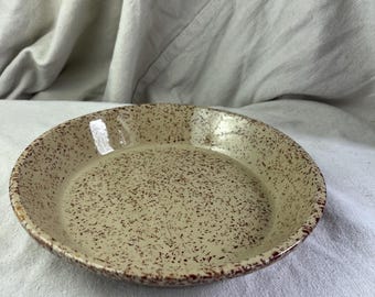 Vintage Monmouth Oven-Proof Speckled Stoneware Pie Plate, 9.5 Inch Maple Leaf Mark USA