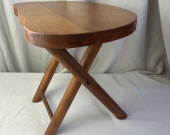 Vintage Nevco Fold ’N Carry Wooden Stool, Mid Century Folding Camp/Plant Stand