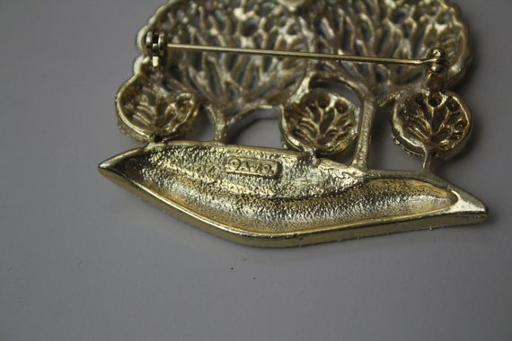 Vintage AJC Winter Tree Brooch Pin White and Gold… - image 5