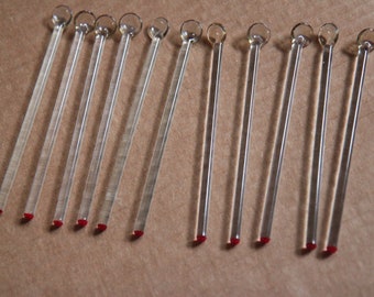 Vintage Glass Swizzle Sticks with Spoon Ends Barware (Set of 11)