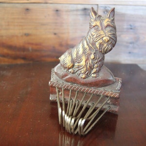 Vintage Scottie Dog Scottish Terrier Tie Holder Brown Gold Grandpa Chic Adorable!