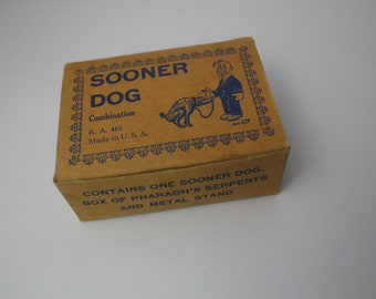 Vintage Sooner Dog Magic Trick Box with Partial Contents Pooping Pup