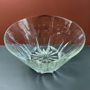 Vintage Princess House Heritage Crystal Salad Bowl: Etched Glass 9.5&quot;