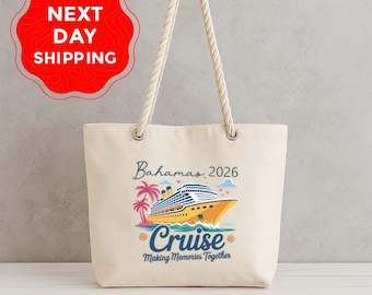 Custom Cruise Tote Bag, Personalized Family Cruise 2026 Bag, Vacation Tote Bag, Cruise Squad Tote Bag, Cruise Trip Gift, Making Memories Bag