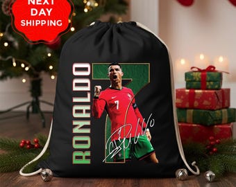 Ronaldo Drawstring Backpack, CR7 Soccer Backpack, Cristiano Ronaldo Backpack for Soccer Ball, Football Drawstring Backpack, Soccer Backpack