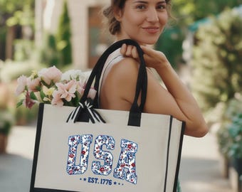Usa Tote Bag for Women, 4th of July Bag