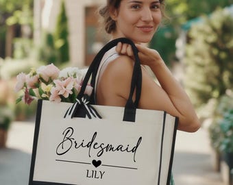 Custom Bridesmaid Tote Bag, Personalized Bachelorette Bag