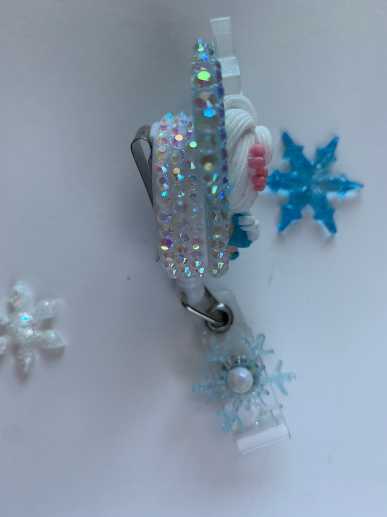 Retractable Badge ReelRhinestone Badge ReelFrozen inspireQueen ElsaKawaii Badge HolderDisney Character Badge Reel Cute Nurse Badge