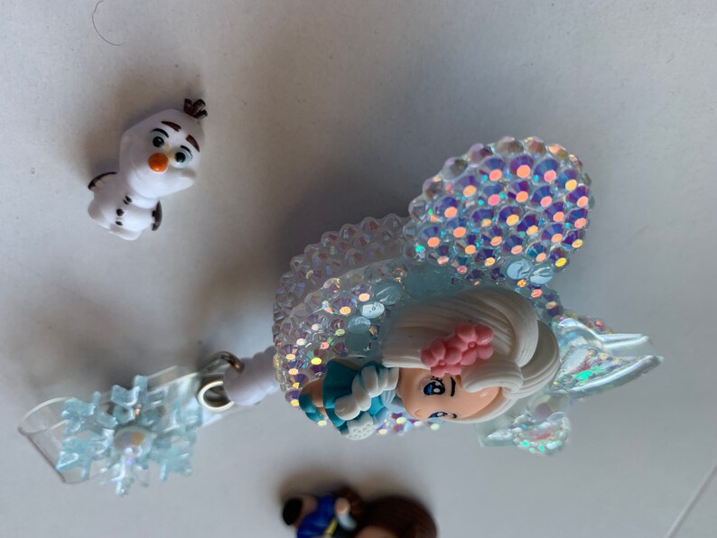 Retractable Badge ReelRhinestone Badge ReelFrozen inspireQueen ElsaKawaii Badge HolderDisney Character Badge Reel Cute Nurse Badge