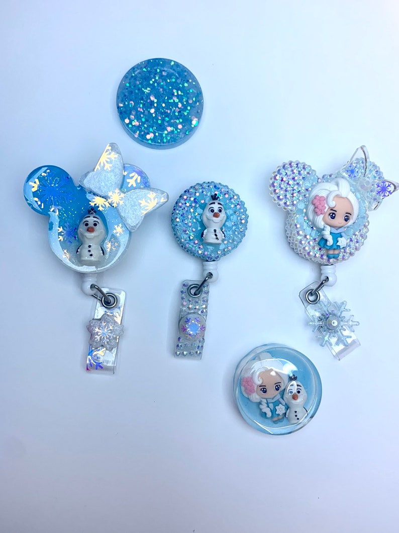 Retractable Badge ReelRhinestone Badge ReelFrozen inspireQueen ElsaKawaii Badge HolderDisney Character Badge Reel Cute Nurse Badge
