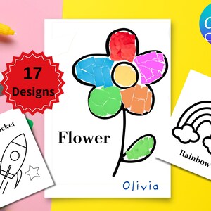 17 Designs Variety Paper Collage Kit, Kids Crafts for Toddlers & Preschoolers, Fun Creative Object Art, No Prep Fine Motor Skills, Canva