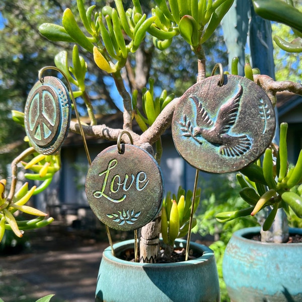 Peace and Love Terracotta Garden Ornaments