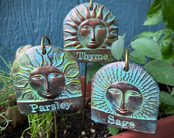 Parsley, Sage, and Thyme Terracotta Herb Garden Markers | Painted | Mother’s Day |  Gifts for Her | Outdoor Garden Decor