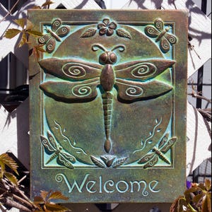 Concrete Welcome Dragonfly Plaque