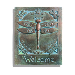 Concrete Dragonfly Garden Plaque | Painted | Mother’s Day |  Gifts for Her | Outdoor Garden Decor