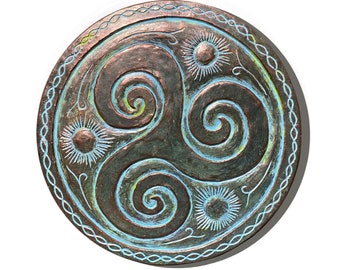 Concrete Celtic Triple Spiral Garden Ornament