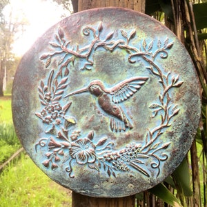 Concrete Hummingbird Garden Ornament | Painted | Mother’s Day |  Gifts for Her | Outdoor Garden Decor