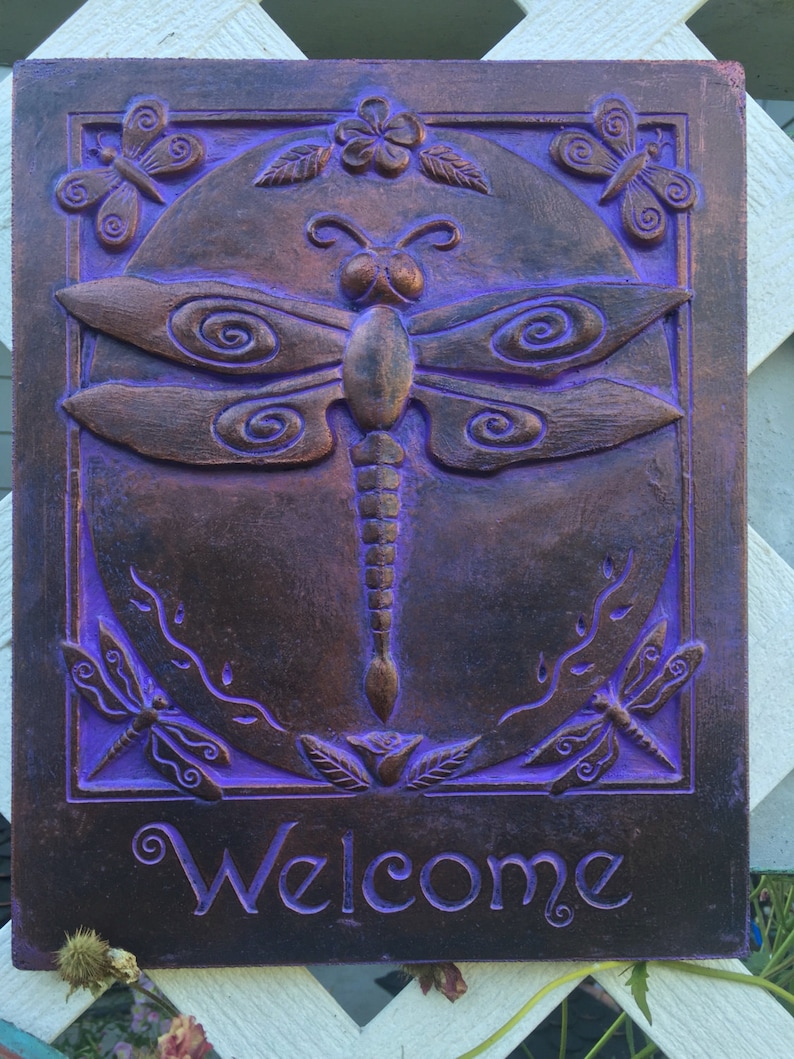 Concrete Dragonfly Garden Plaque Etsy