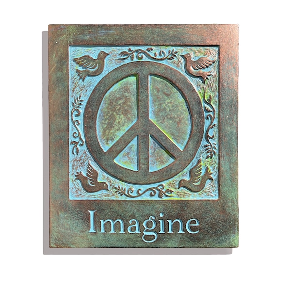 Imagine Peace Concrete Garden Plaque