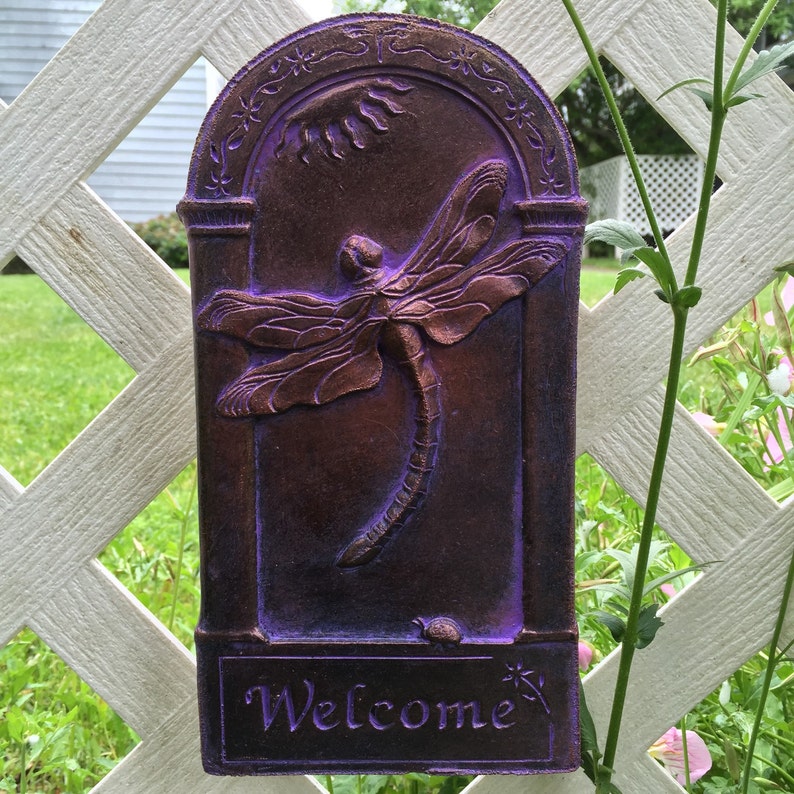 Dragonfly Arched Garden Plaque Etsy
