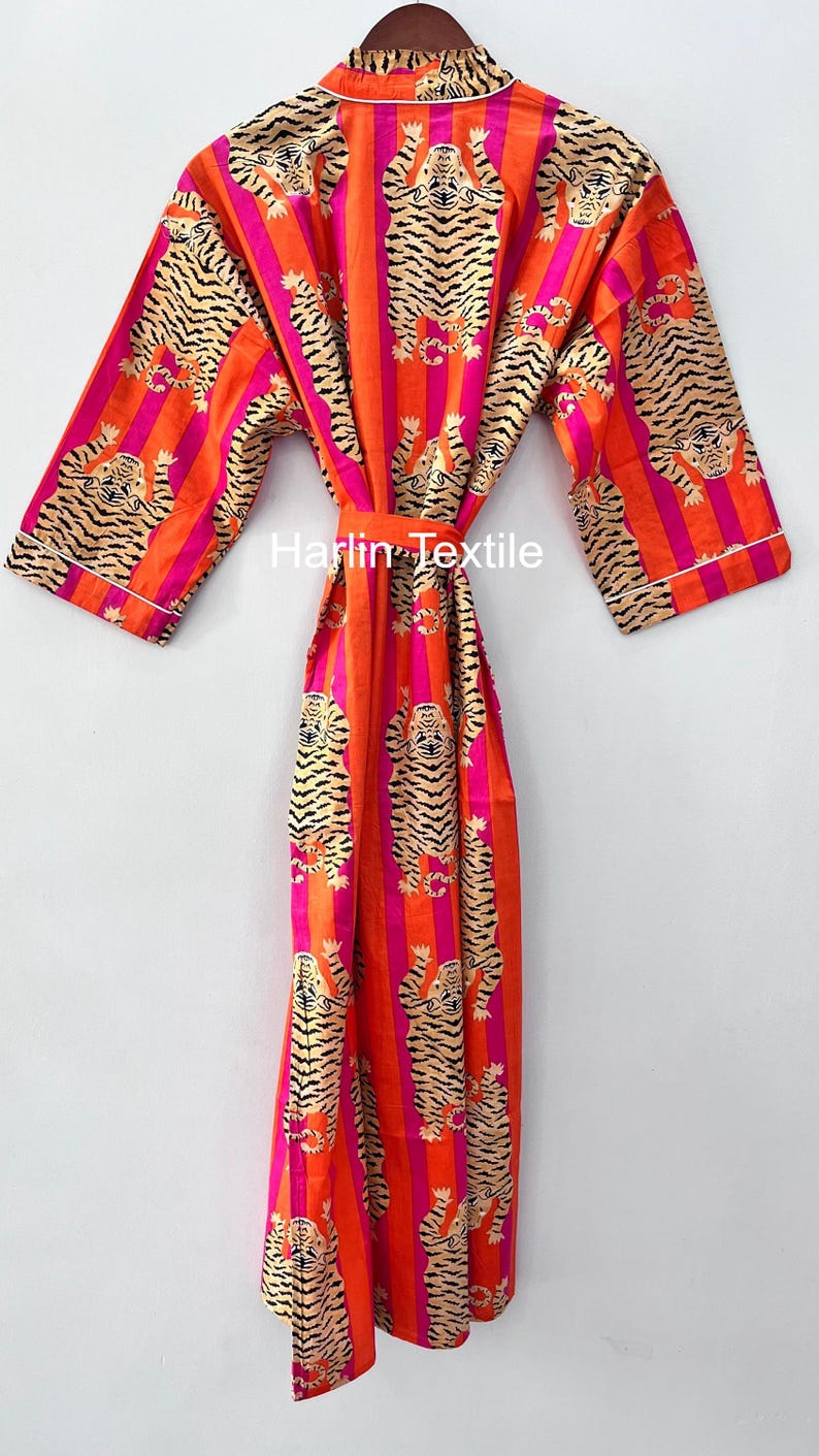 Cotton Kimono Robe | Tiger Print, Bridesmaid Gifts, Dressing Gown ...