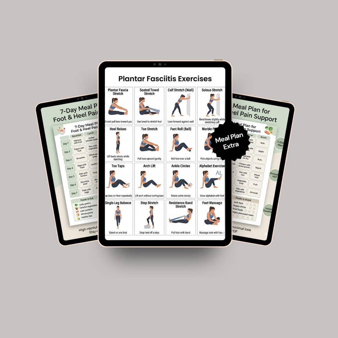 Plantar Fasciitis Exercises Printable, Foot & Heel Pain Relief Routine ...