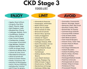 CKD Stage 3 Food List PDF | Kidney Friendly Diet Chart | Eat Limit Avoid Guide & Meal Planner Printable